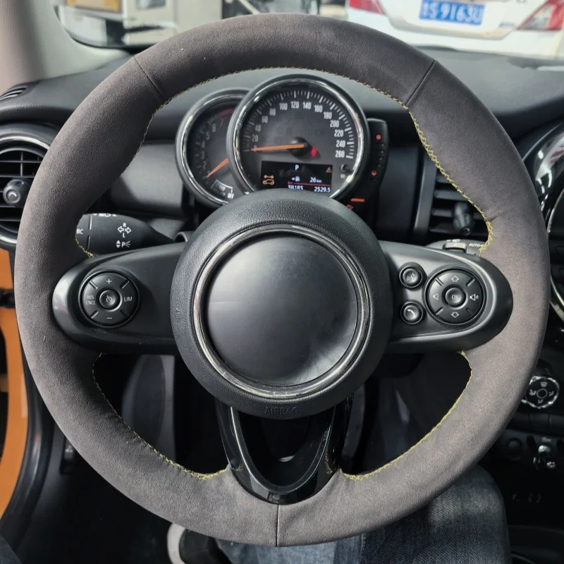 Coprivolante per auto per Mini Cooper R55 R56 R57 R58 R60 R61 F54 F55 F56 F57 F60 Volante personalizzato in pelle scamosciata fai da te