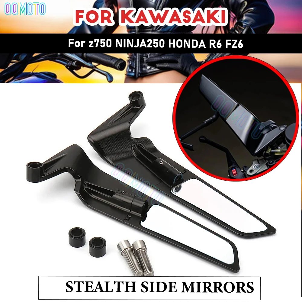 

Motorcycle Mirrors Stealth Winglets Mirror Kits To Rotate Adjustable Mirrors For KAWASAKI z750 NINJA250 HONDA R6 FZ6 SUZUKI YAMA