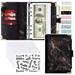 Luxury PU Leather Budget Organizer and Planner - Marble Design (B and Sticker)