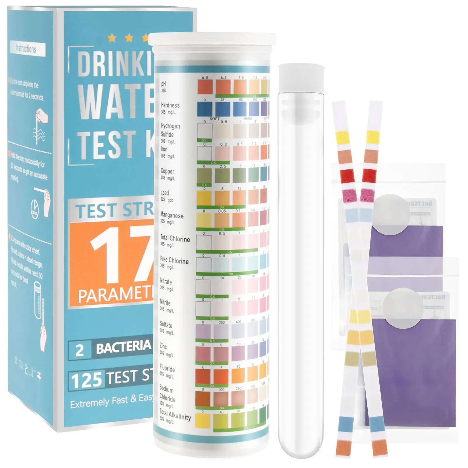 17 in 1 Aquarium Test Strips Water Quality Test Fish Tank Nitrate pH Hardness for Freshwater Saltwater Water Spa