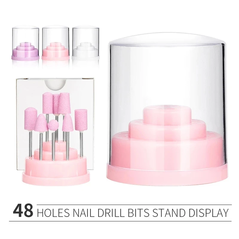 48 Holes Nail Drill Bit Holder Manicure Milling Cutter Stand Display