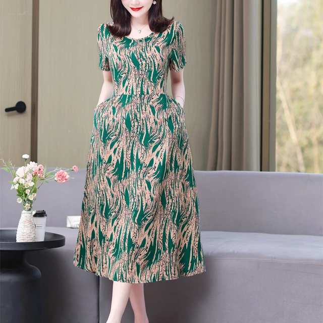 2024 Vintage Loose solid Dress Summer cotton Plus Size Casual Sundress Women Elegant Party Vestidos 1