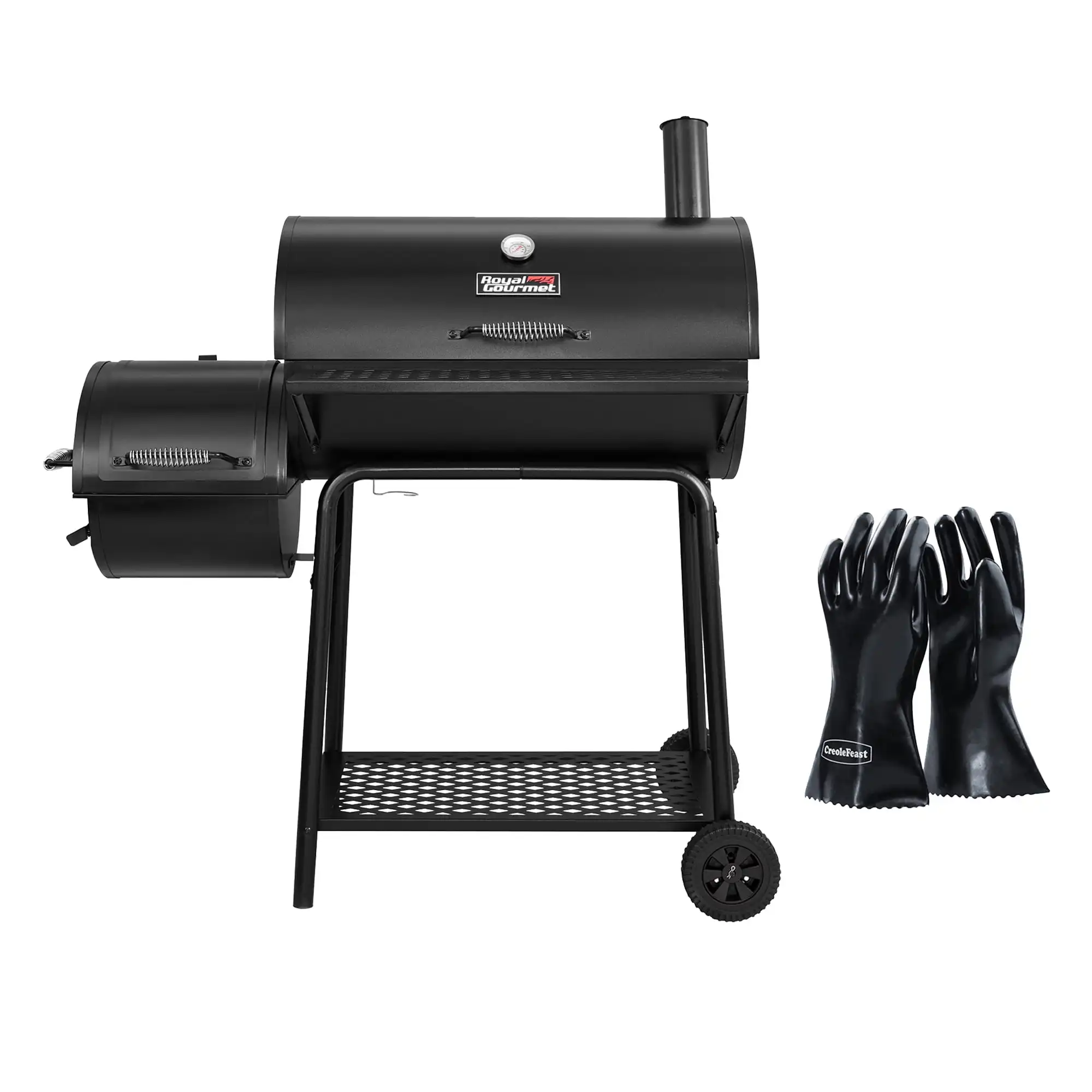 

30" CC1830FG, Charcoal Grill with Offset Smoker with High Heat-Resistant BBQ Gloves