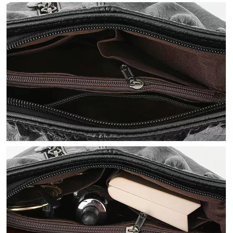 2023 New Women Fashion Soft PU Leather Shoulder Bag Middle-Aged Mom Messenger Bag Handbag