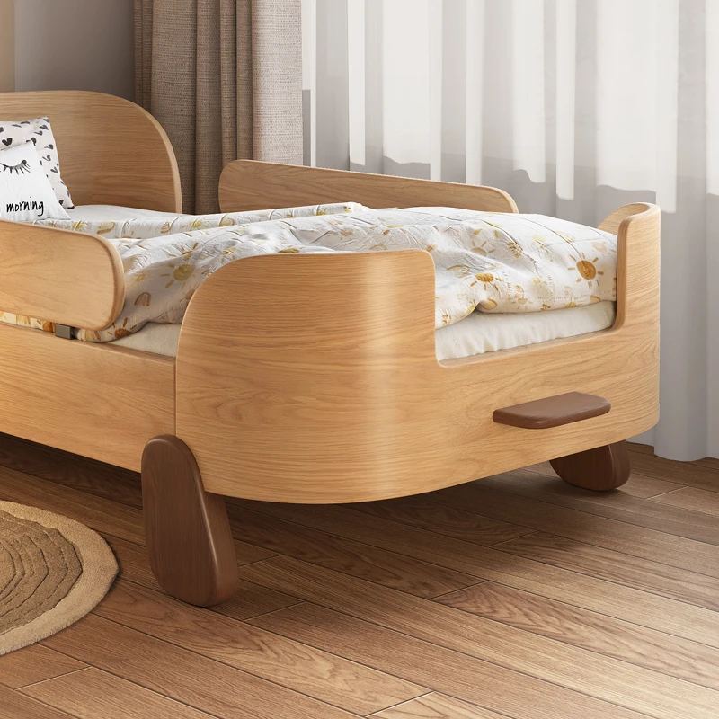 Children\'s bed with guardrail, baby single bed splicing, widened baby bed splicing, and bed, boy and girl princess small bed