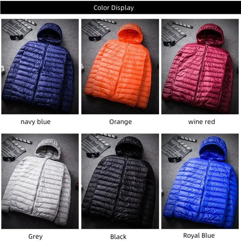 Men's Down Jacket Fashion Hooded Puffer Jackets Autumn Winter White Duck Down Casual