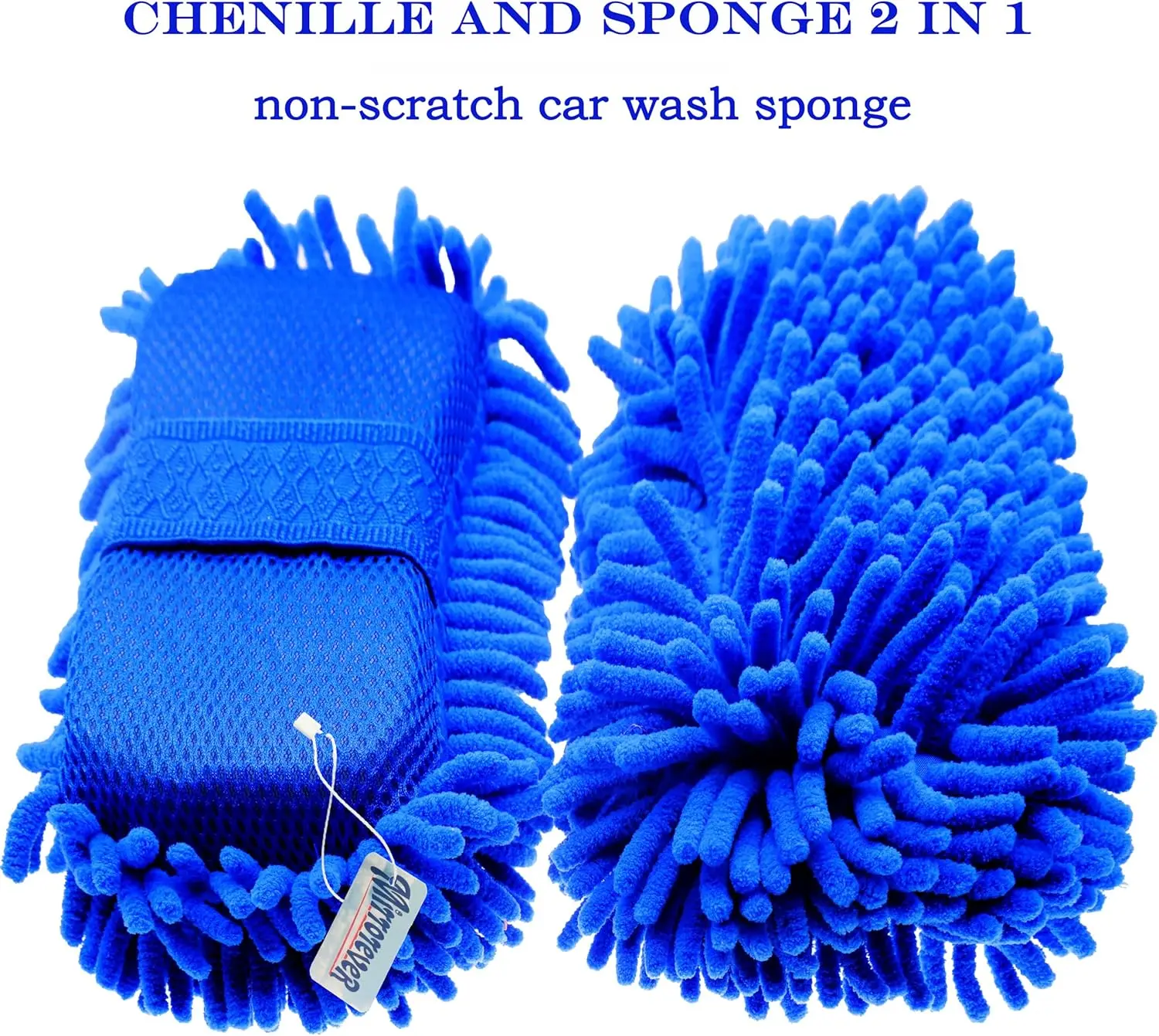 1PC Microfiber Car Wash Sponge - Non-Scratch Two-Sided Chenille Mitt for Cars, Trucks, SUVs, Boats, RVs