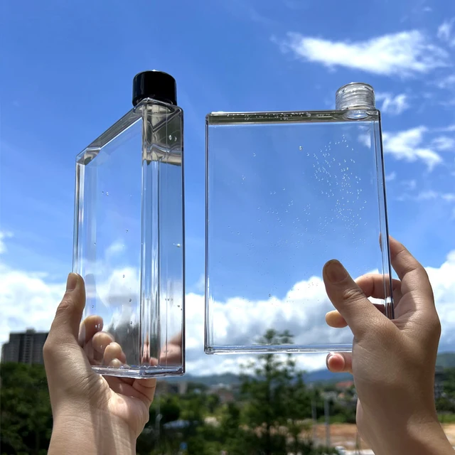 500ml Outdoor Square Water Bottle High Temperature Resistant Flat Water Cup Transparent Portable 2