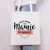 French Mamie Print Canvas Shoulder Bags Female Shopping Totes Women Travel Handbags Eco Reusable Storage Pouch Gifts for Grandma 1