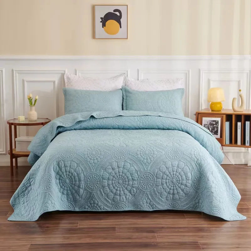 PureCottonQuiltedBedCoverQueenandKingSizeDoubleSided