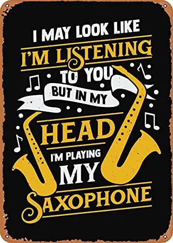 

Saxophone Sax Player Vintage Look Metal Sign Art Prints Retro Gift 8x12 Inch