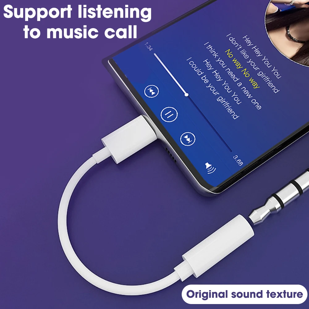 1-2Pcs USB Type C To 3.5mm Aux Adapter Audio Cable For Samsung Galaxy Xiaomi Huawei HIFI Earphone OTG Connetor