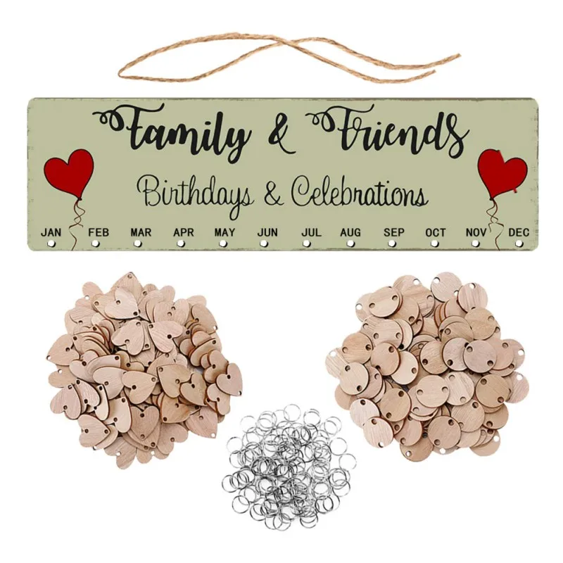 Wooden Calendar Hanging Tags for Birthday Parties Home Decoration Creative Handmade Calendar Crafts and Hanging Orna