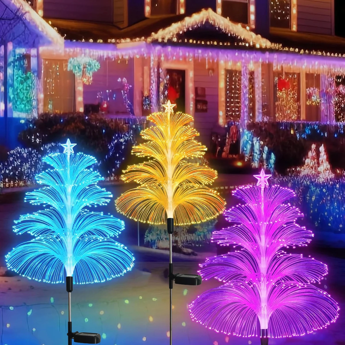 Solar LED Lights Outdoor Garden Decor Lawn 7 Color Change Waterproof Patio Yard Pathway Decor Solar Flowers Lamp