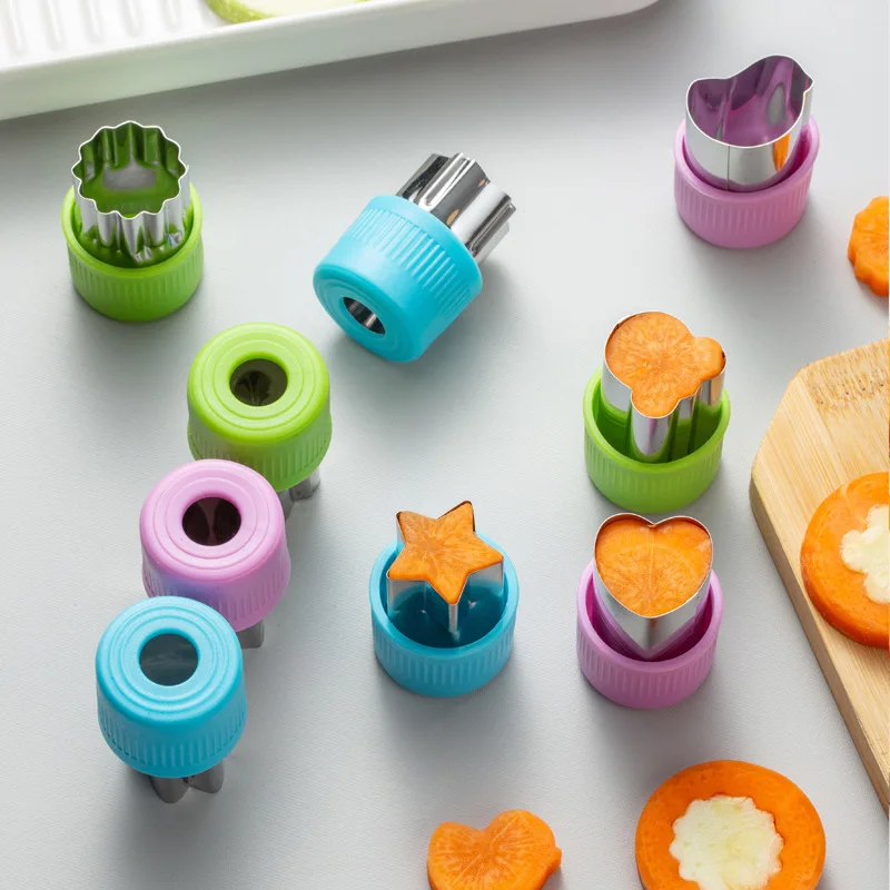 

Plastic Handle Portable Cook Tools Stainless Steel Fruit Cutting Die Star Heart Shape Vegetables Cutter Kitchen Gadgets