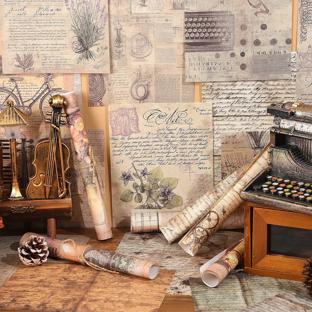160 Sheets Vintage Text Scrapbook Paper Non-Sticky Large Size With 160 ...