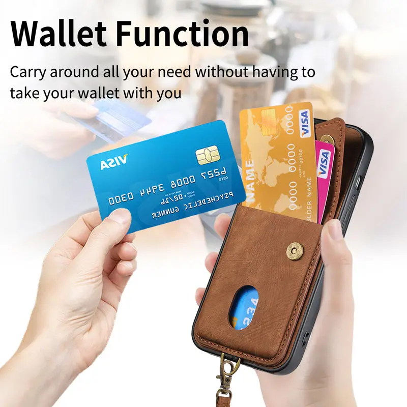 Invisible folding bracket leather card case for iphone15 phone case 14 business 12 full package 13 anti-fall 15promax 14promax 1