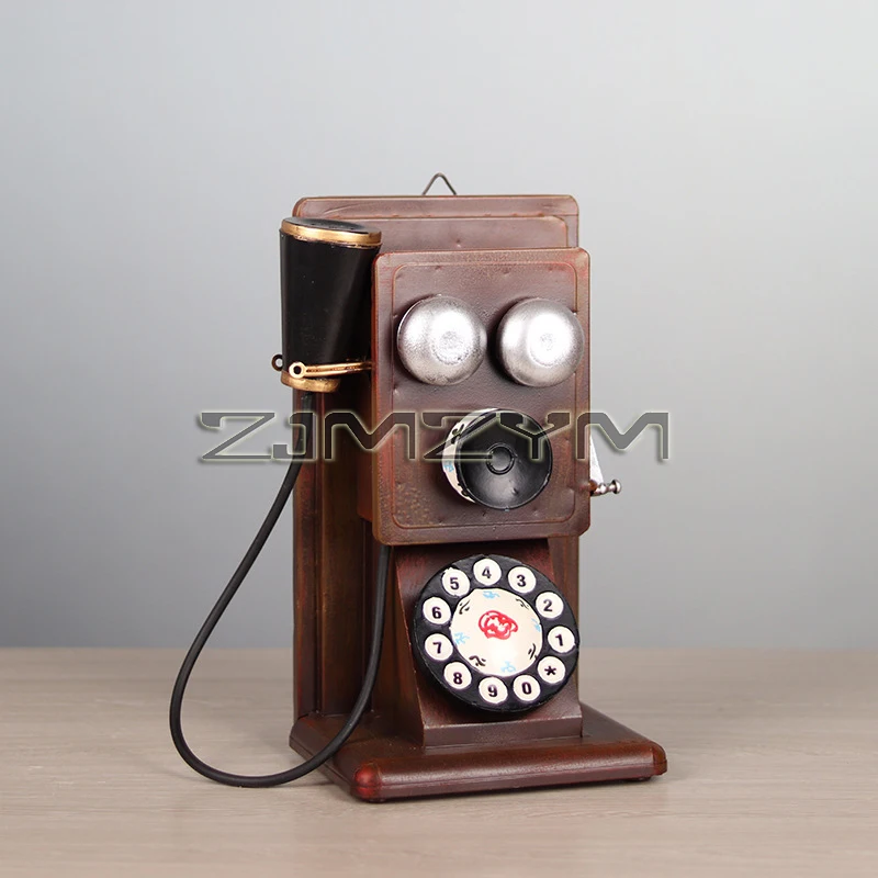 Retro Wall-mounted Telephone Model Creative Milk Tea Shop Bar Nostalgic Decorative Pendant Photo Photography Props