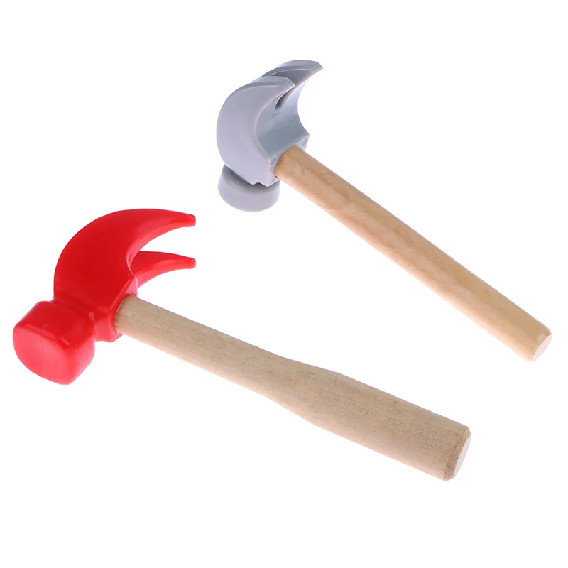 Children's simulation hammer wooden handle solid hammer toy beat repair tool mini wooden solid PP plastic super strong kids repair toys plastic construction toys kids construction toys kids pretend play set kids educational toys home repair toys model assembly tools