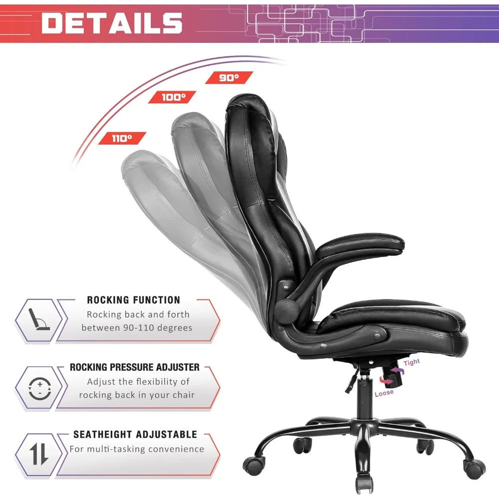 Big and Tall Office Chair 400lbs-Heavy Duty Executive Desk Chair with Extra Wide Seat, High Back Ergonomic Leather 6