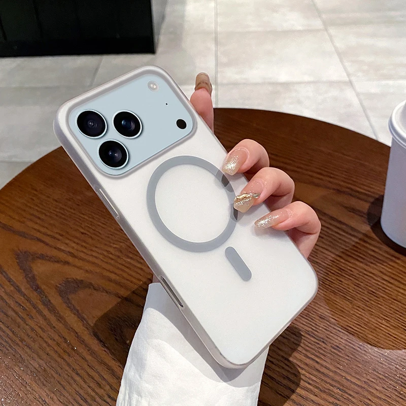 Sleek Ultra Thin Matte Hard Translucent Magnetic Wireless Charging Case