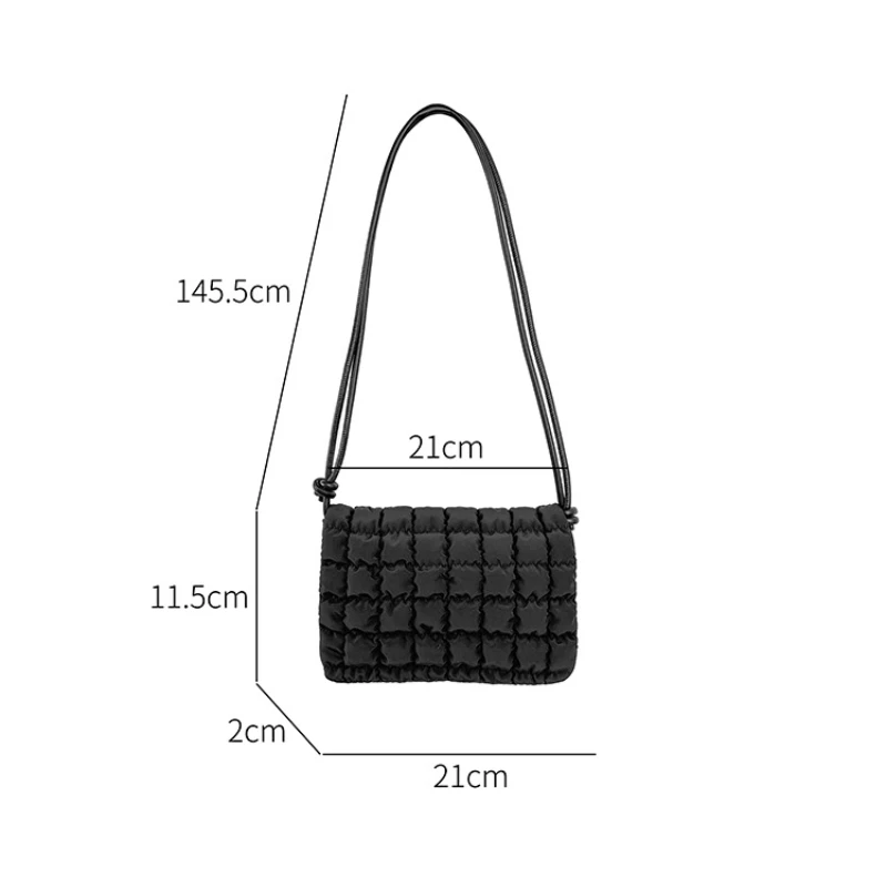 New Puff Single Shoulder Small Square Bag Fashionable Plaid Crossbody Bag Creative and Niche Design Flip Style Cloud
