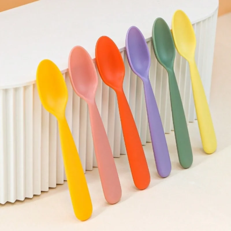 10 pieces of colorful children's dessert spoon random color combination multi-color PP material children's eating spoon