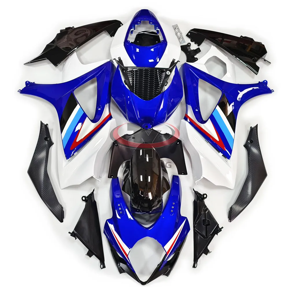 

Подходит для GSXR 1000 07-08 Кузов ABS капот для GSXR1000 2007-2008 Полный комплект обтекателей на заказ сине-черный полосатый принт