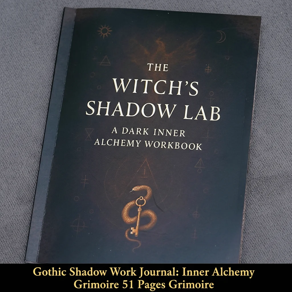 Witchcraft Grimoire: Gothic Dark Academia Witch Journal with Moon Phases, Herbal Lore, and Spells (77-Page Book of Shadows Kit)