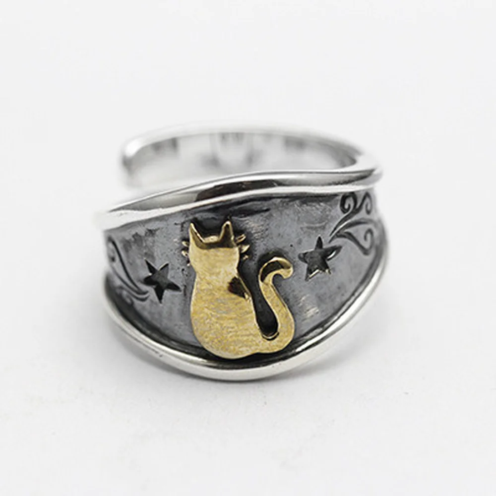 Anillo Ajustable Con Diseño De Pata De Perro Y Gato, Anillo De Apertura Ajustable Para Mascotas, Joyería Para Mujeres Y Hombres, 2 Anillos De Gato Y Pata, Plata