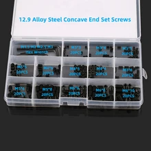 

Machine Meter Screw Set 12.9 Grade Alloy Steel Concave End Convex End Flat End Pointed Hex Socket Set Screw Bolt Complete Box