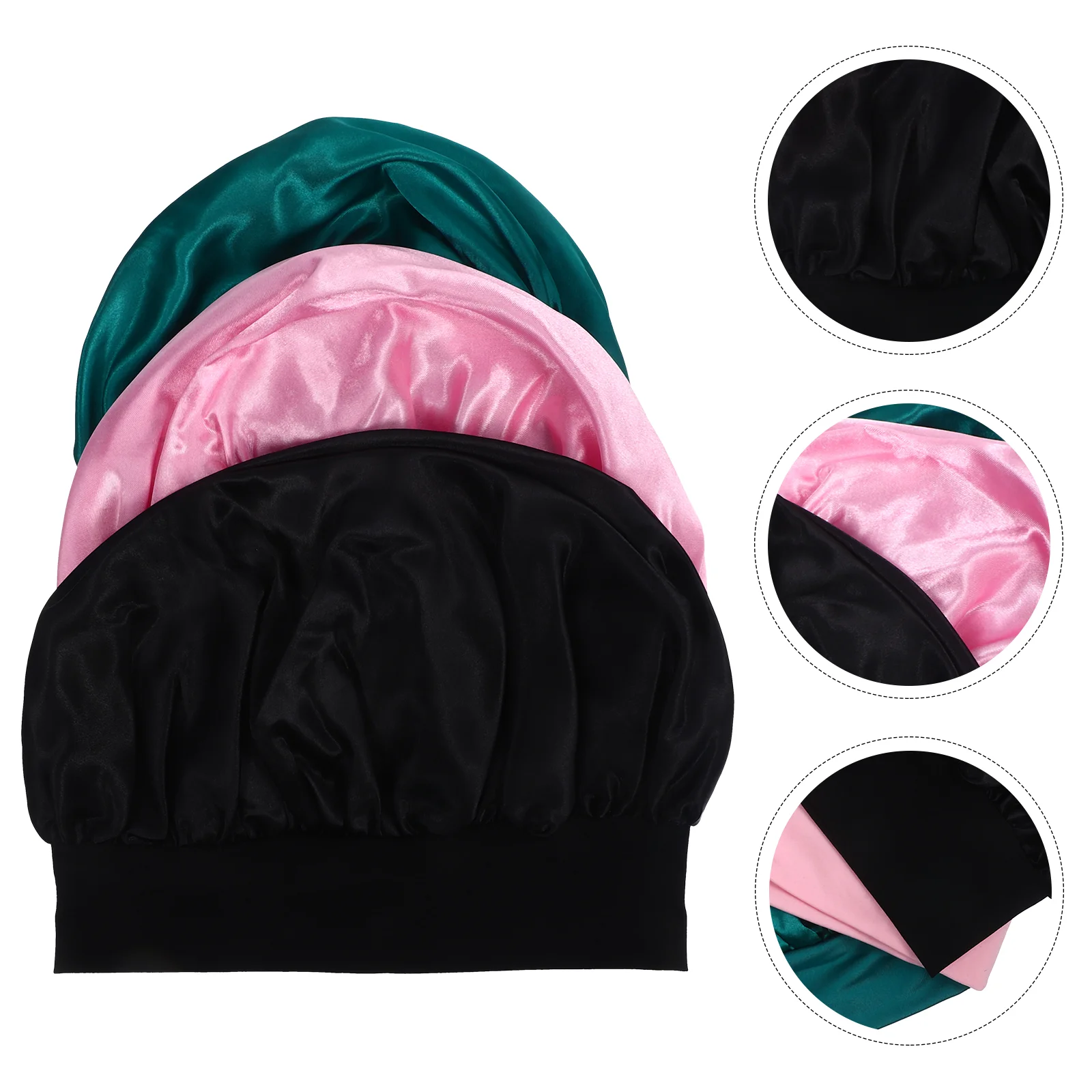 

3 Pcs Shower Caps Sleeping Hat Decorate Bonnet Satin Fabric for Women Hair Miss Wraps Scarf