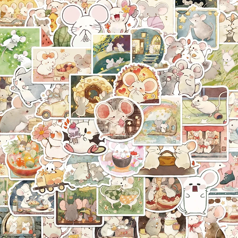 

10/30/50pcs Cartoon Animal Mouse Stickers Kawaii Aesthetic Anime Vinyl Decal Sticker for Kids Toy Graffiti Stationery Skateboard