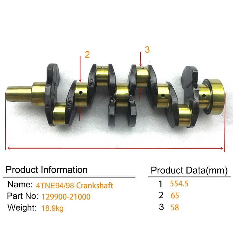 

Crankshaft 129900-21000 for Yanmar 4TNE94 Engine