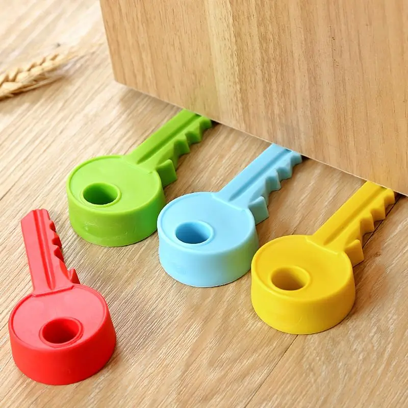 Silicone Door Stopper With Round Hole Key Shaped Security Guard Stopper Door Stop Wedge Slope Design For Seam 0.4-2cm