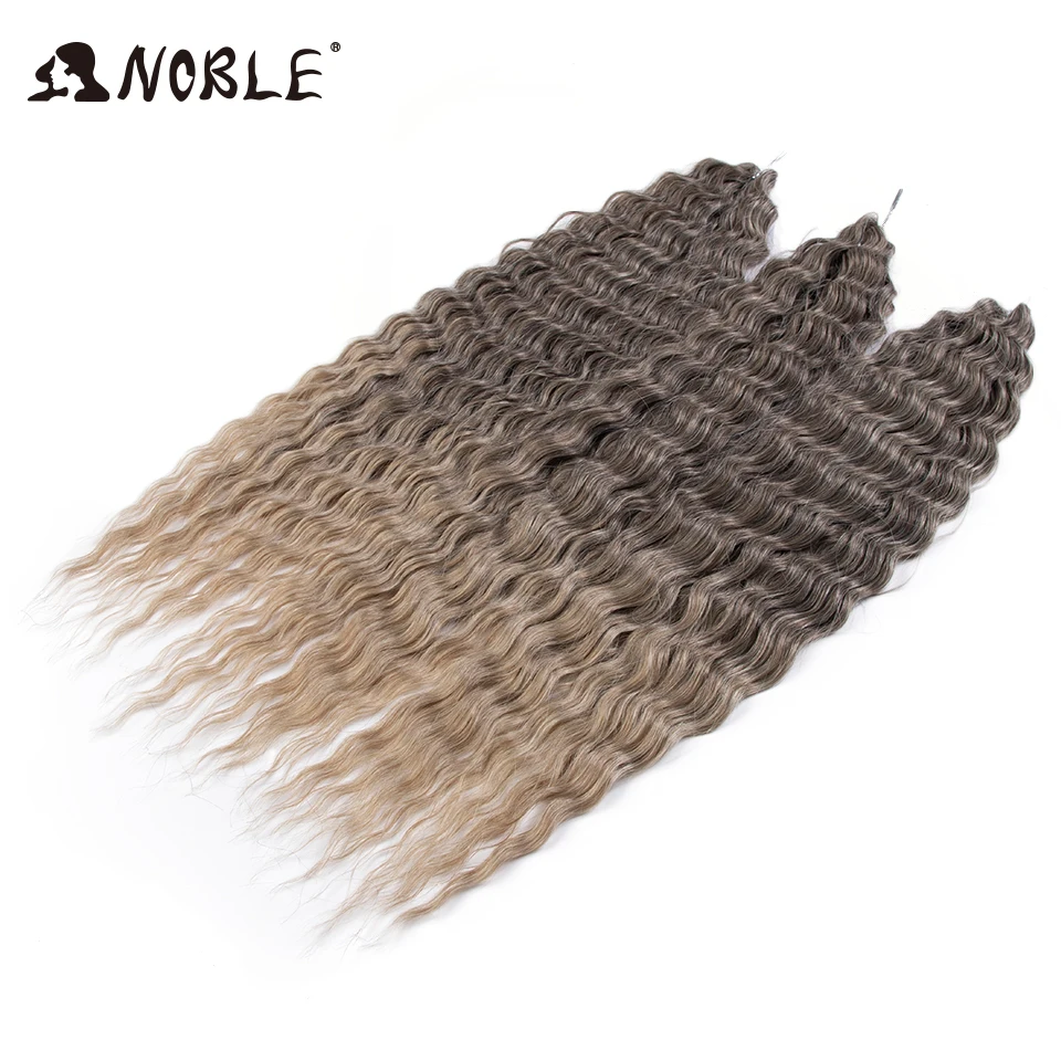 Noble Synthetic Hair Cosplay Water Wave 24Inch Twist Crochet Hair Braid Hair Ombre Blonde Pink Deep Wave Braiding Hair Extension
