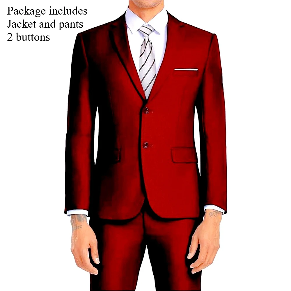 2 Pezzi - Rosso Bordeaux - 2 Bottoni