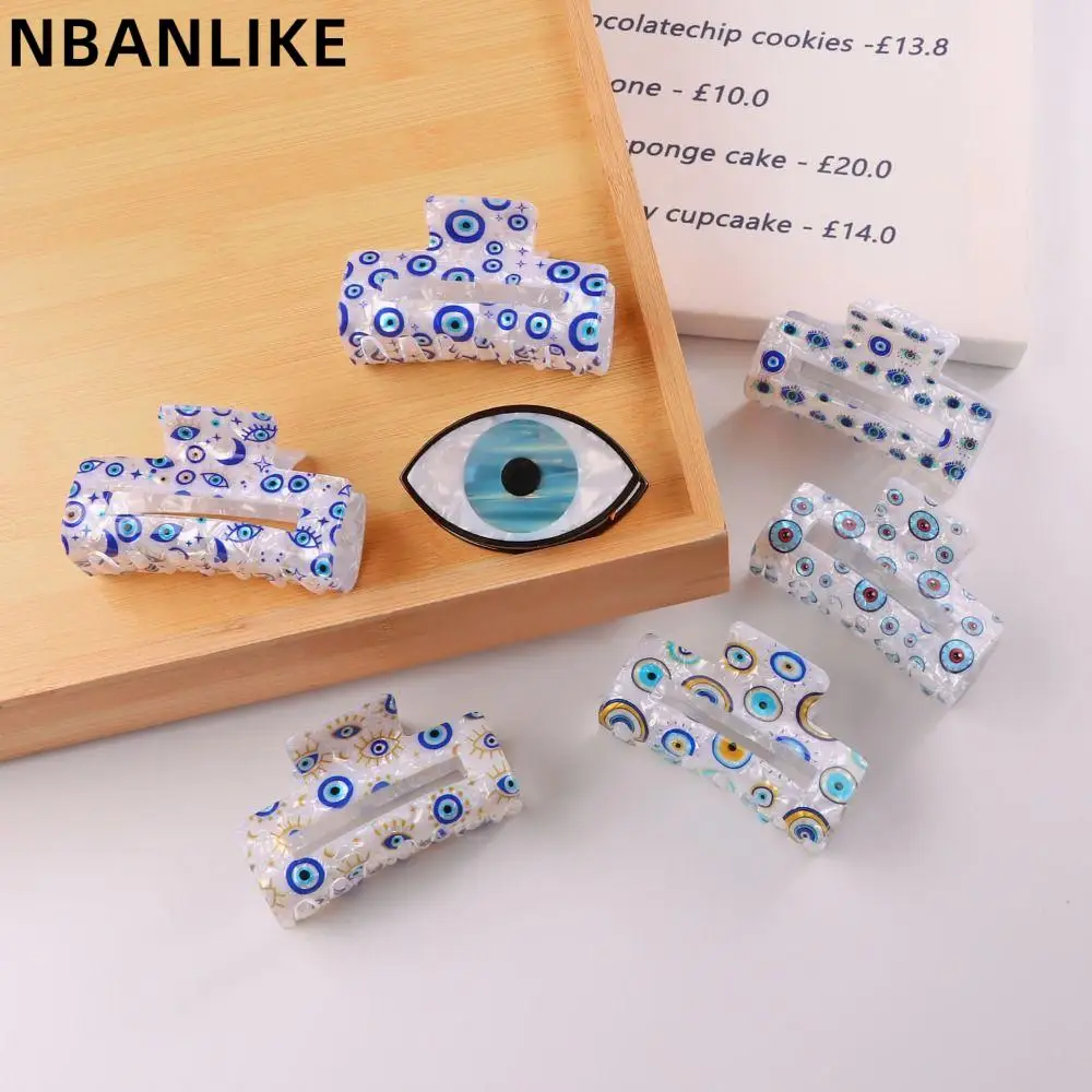 

Korean Style Printed Hair Clip Creative Blue Demon Eye Hair Clip Plastic Shark Clip Hair Accessories