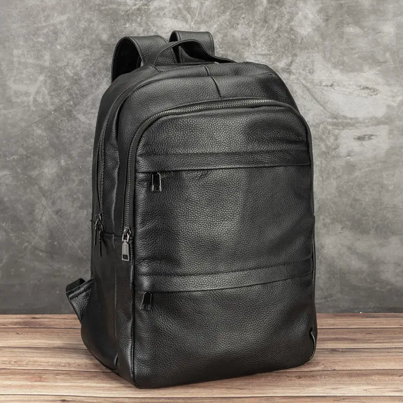 

New Business Men Backpack First Layer Cowhide Men Bag Genuine Leather Schoolbag Large 15.6 Inch Laptop Travel business Backpack
