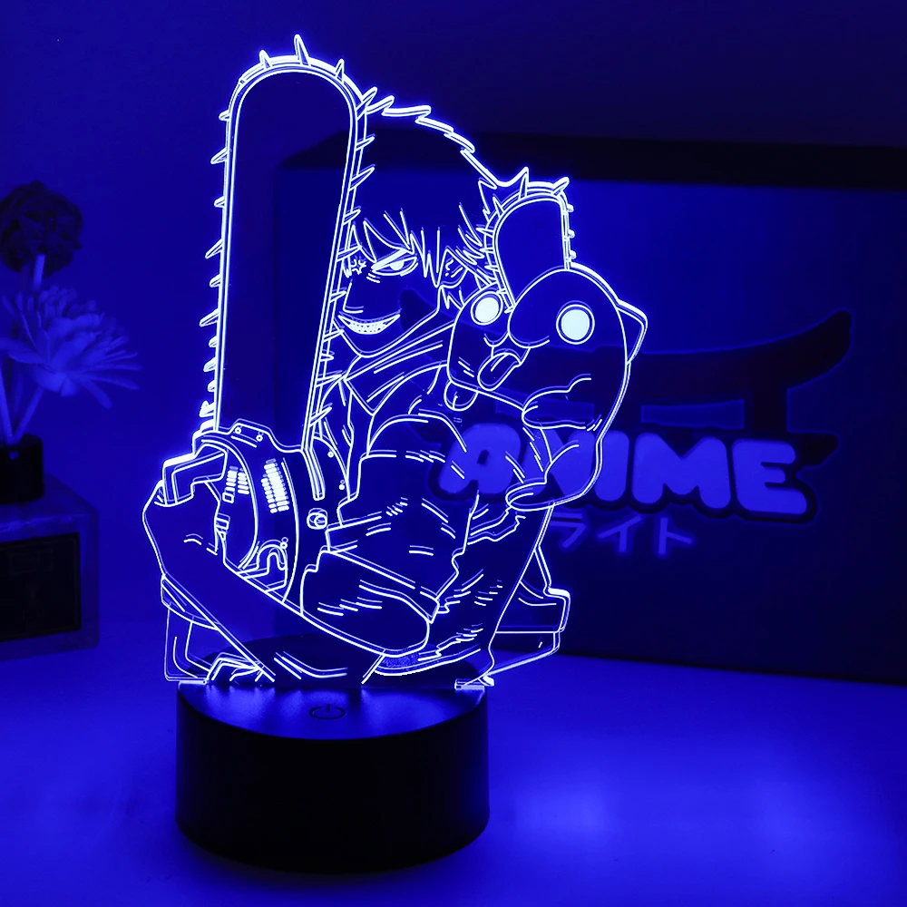 Tanie Lampa Led 3d Anime Chainsaw Man na dekoracja sypialni Nightlight