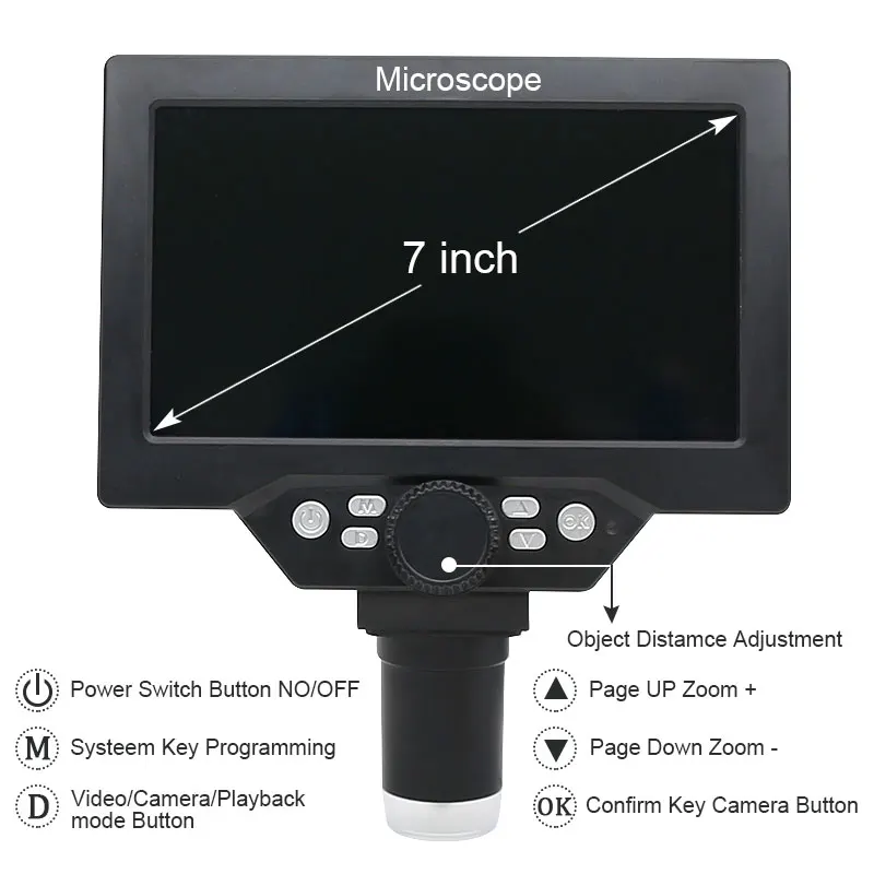 1200X Microscope Digital Portable 7" LCD Video Microscope 12MP for Soldering Electronic PCB Inspection Continuous Zoom 3