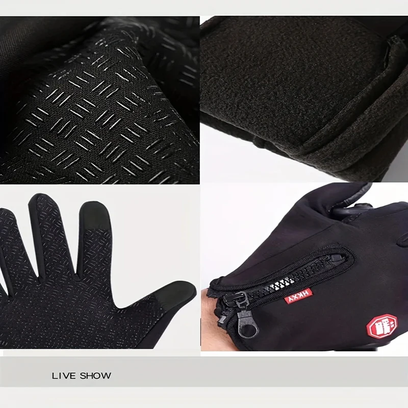 2025 Winter New Touchscreen Protector Warm Gloves Outdoor Sports Windproof Cold resistant Anti slip Zipper Gloves Hands