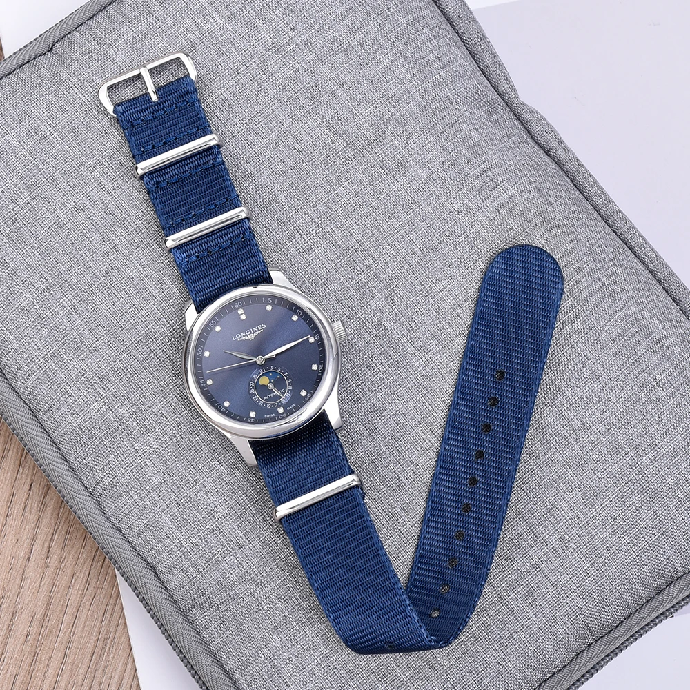 Durable Nylon Watch Band with Silver Buckle - Versatile Sport Strap
