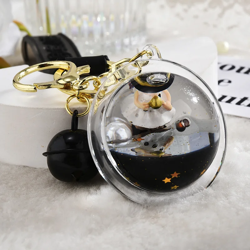 Cartoon Black Milk Tea Cute Girl Floating Liquid Keychain For Bag Pendant  Mug Drink Bottle Keyring Key Charm Gift x337