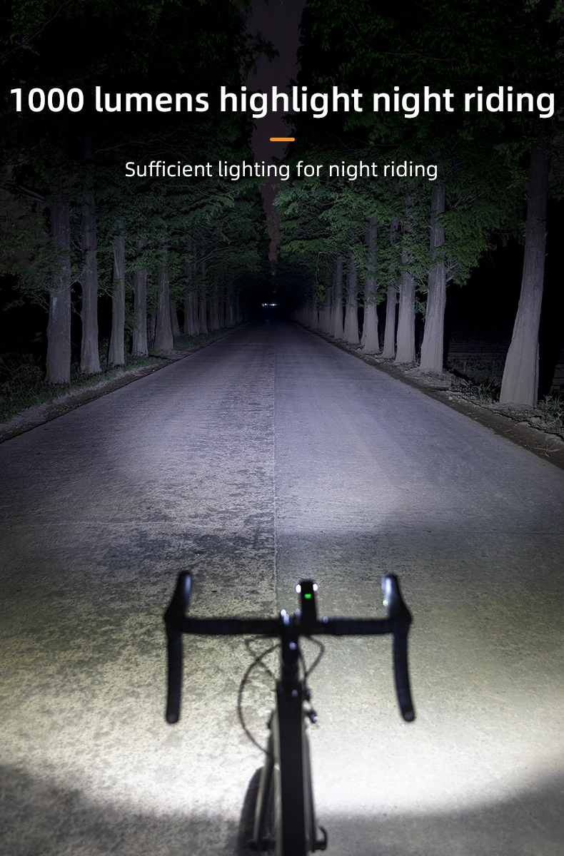 Bicycle Light 1000Lumen Type-C Charging IPX6 Rechargeable Bike Front Light With