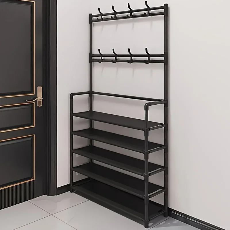 [Hot Sale 80% Off ]23.62inch Wide 4/5 Layers Multifunctional Shoe Rack 8 Double Hooks Multi-purpose Hanger Shoe Rack Self-assem 3