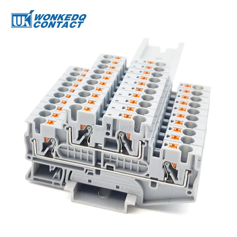 Elétrico Push-in Bloco Terminal Duplo Nível Trilho Ruído pt Conexão de Cabo Fio Conector Mm2 Pttb 4