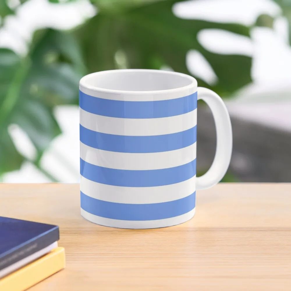 

Light Blue and White Horizontal Stripes Coffee Mug Cups Ands Beer Cups Mug