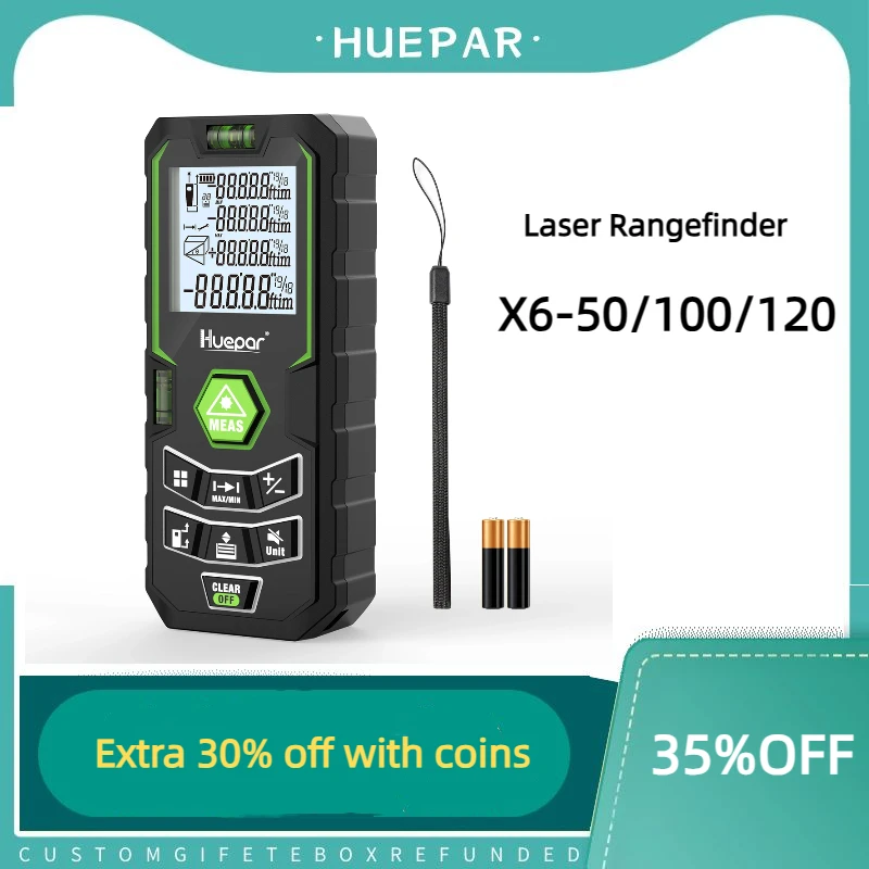 Huepar Laser Rangefinder 50M 100M 120M Laser Distance Meter High Accurate Laser Range Finder with Multiple measurement methods