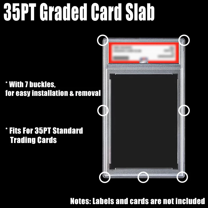 Trading Card Protector with Snap Closure Removable Graded Card Holder Durable Plastic Case Rating Slab